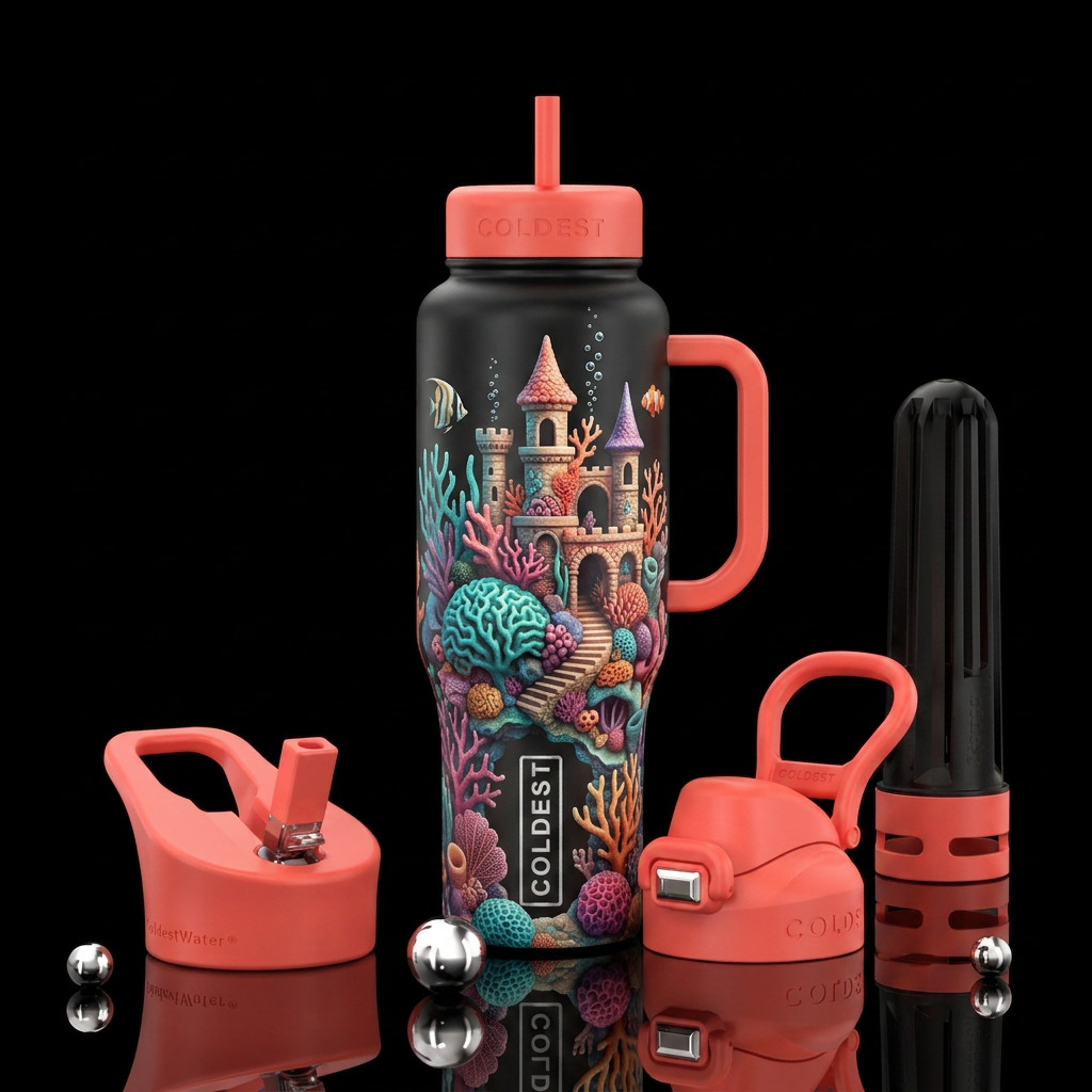 Coral Castle water bottle design