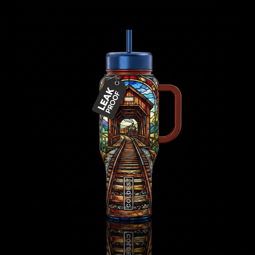 Stained Rails water bottle design