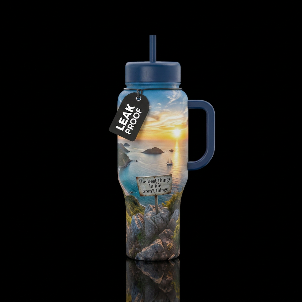 The Best Things In Life Aren't Things water bottle design