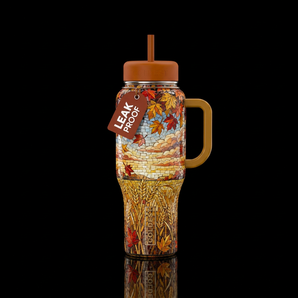 Mosaic Wheat Field water bottle design
