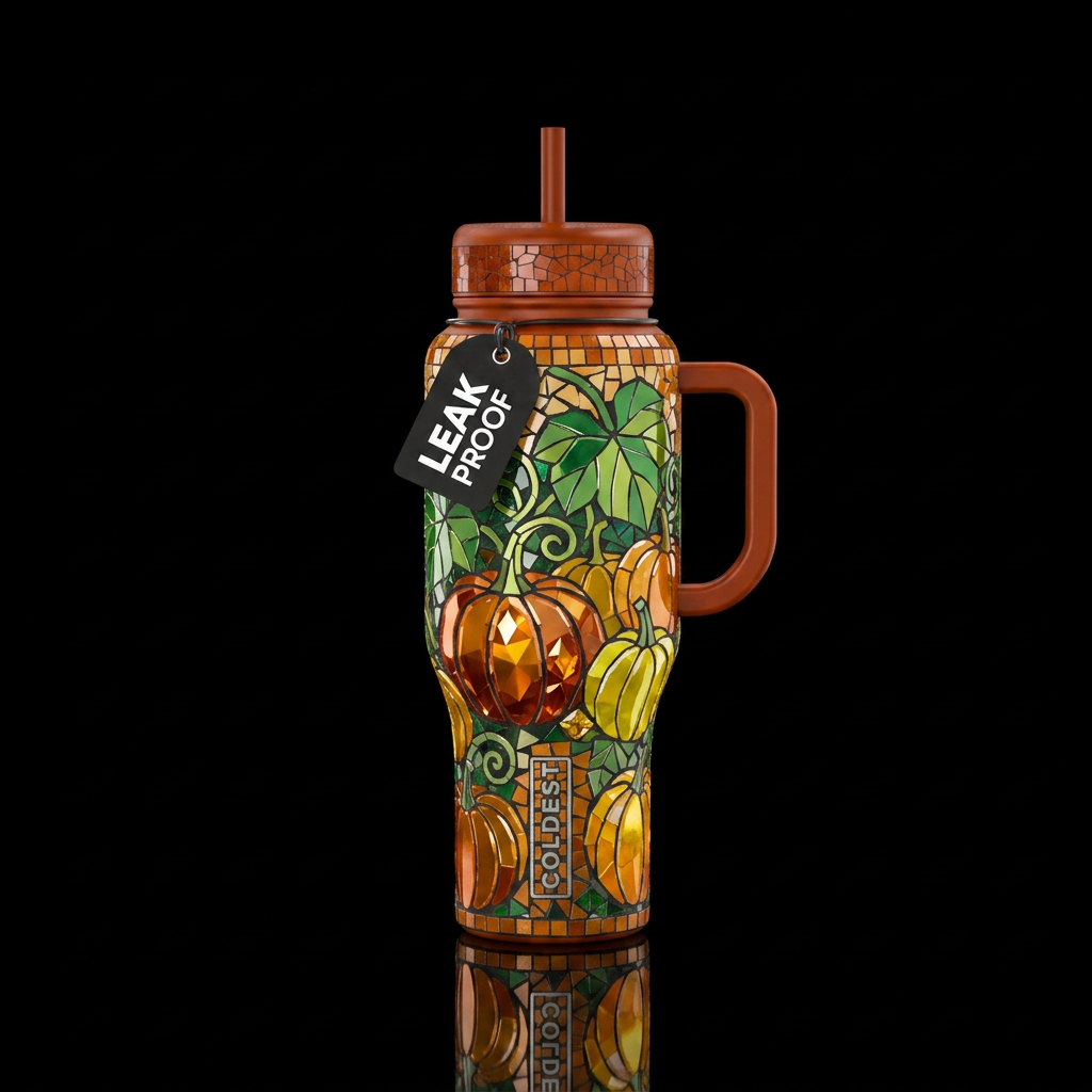 Mosaic Pumpkin Patch water bottle design