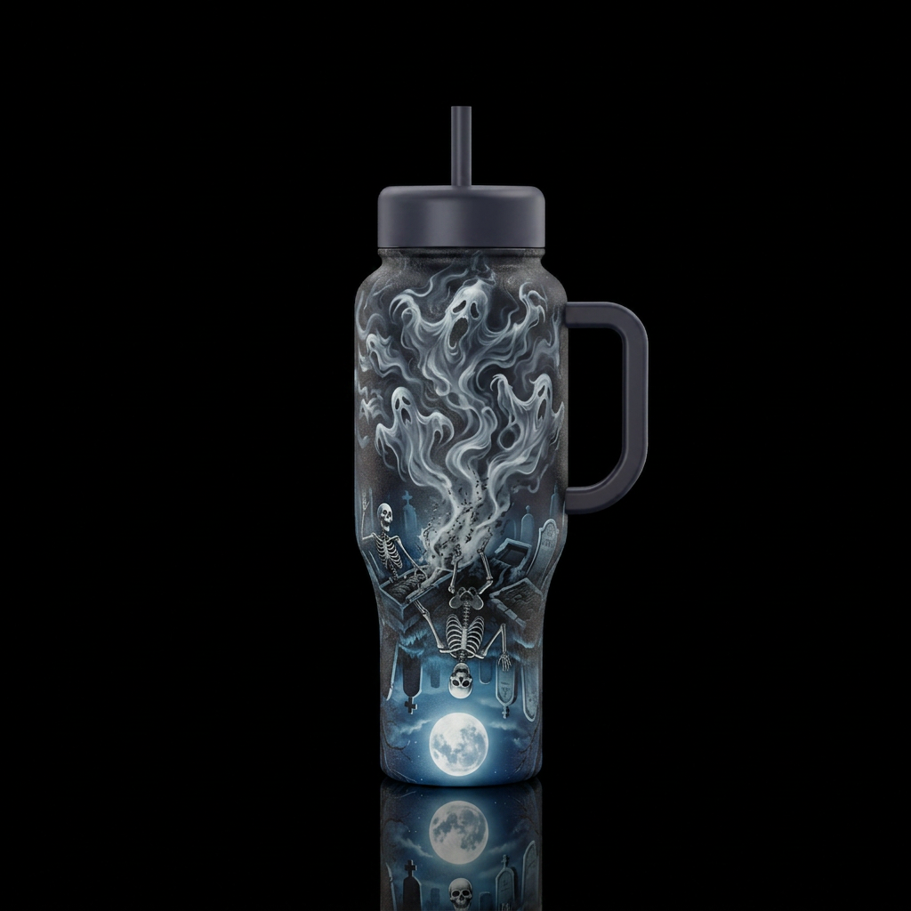 From Bones To Ghosts water bottle design