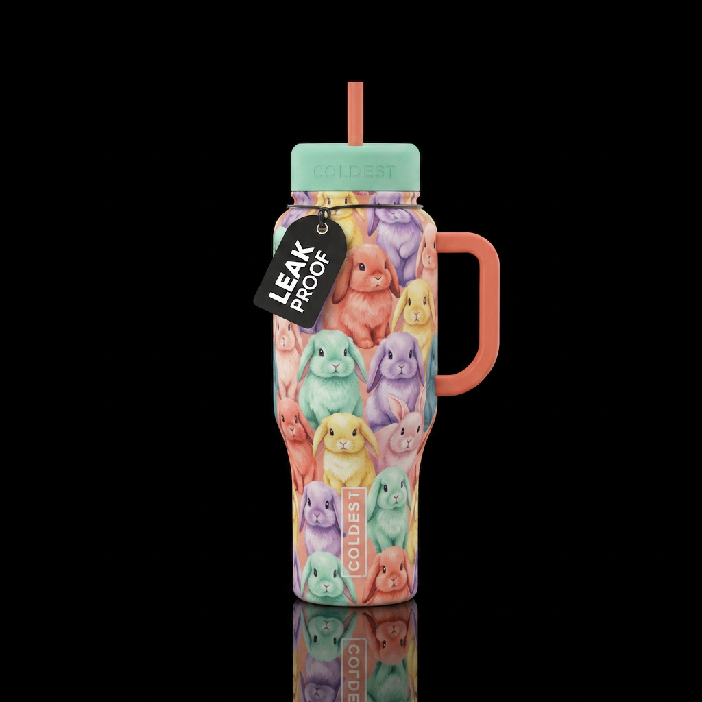 Bunnies water bottle design