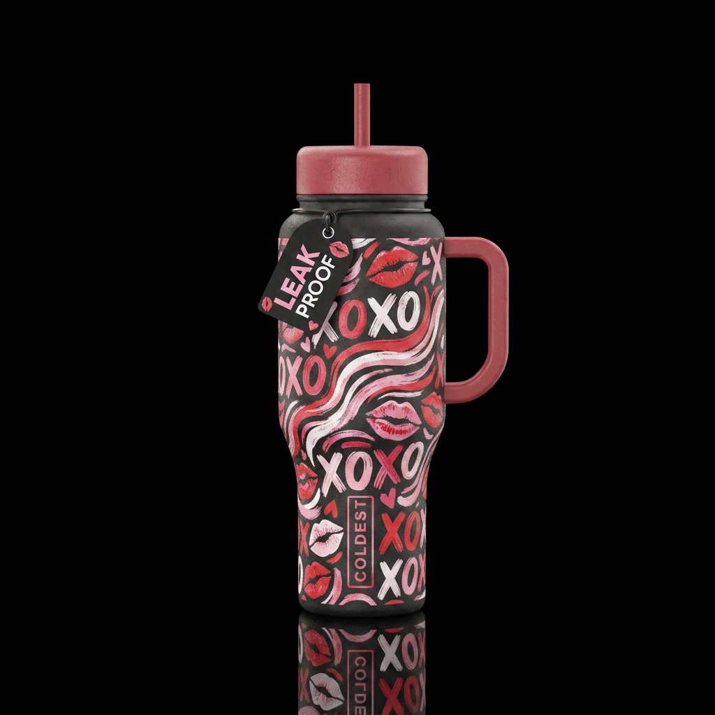 Hugs And Kisses water bottle design