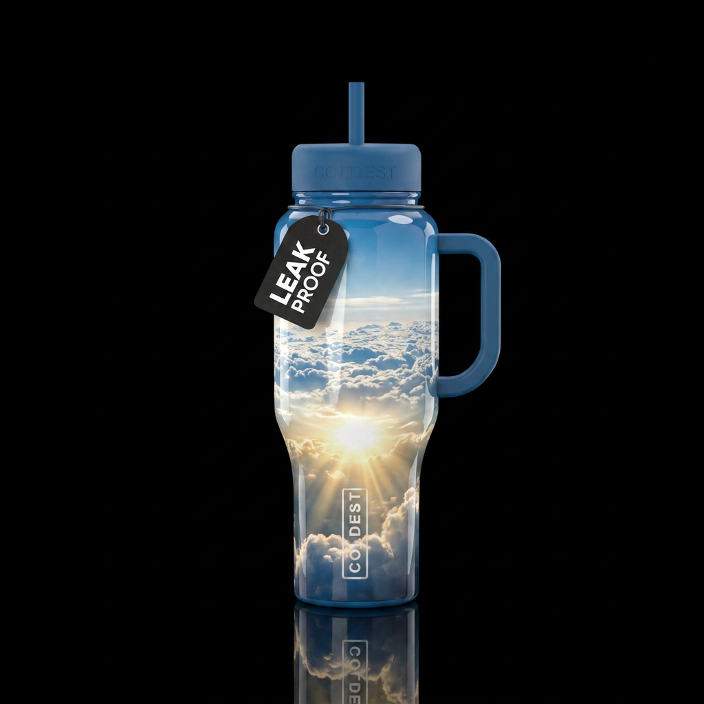 Above The Clouds water bottle design