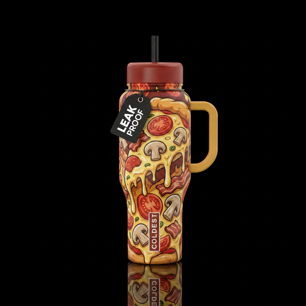 I Love Pizza water bottle design
