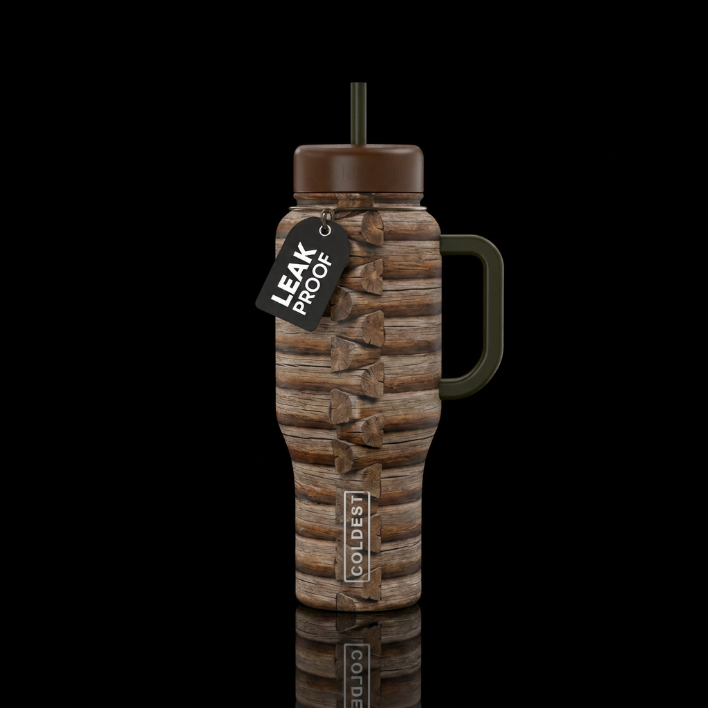 The Log Cabin water bottle design