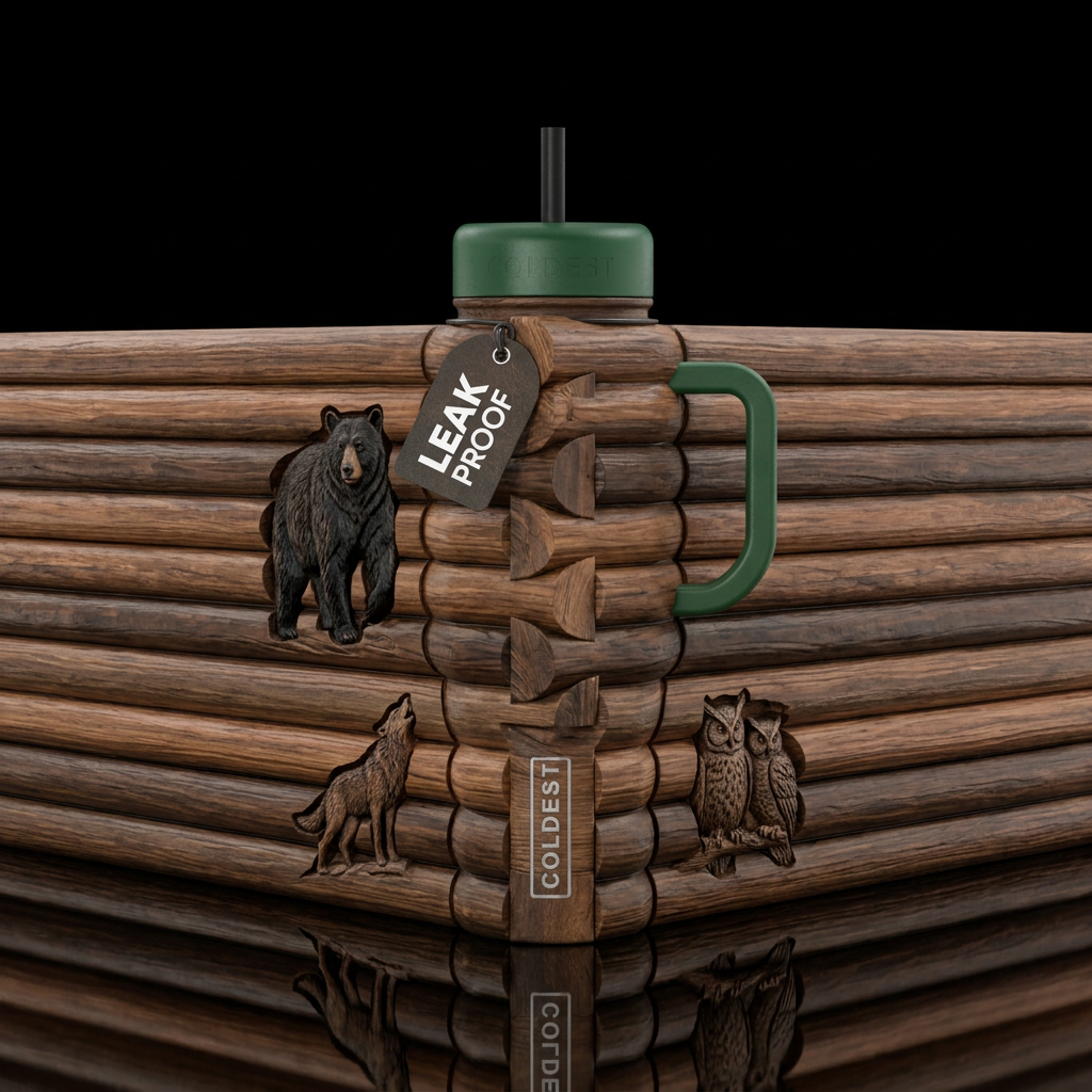 Carved Wildlife water bottle design