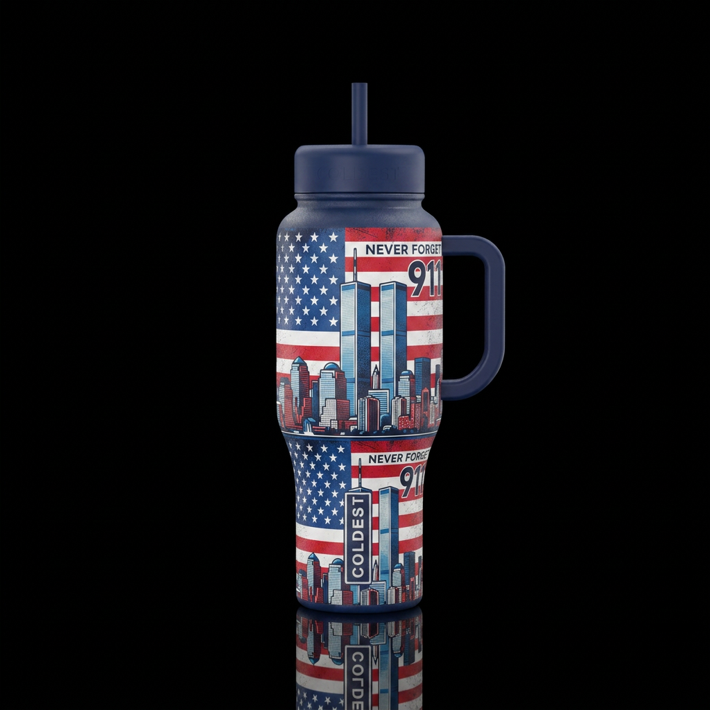 Never Forget water bottle design
