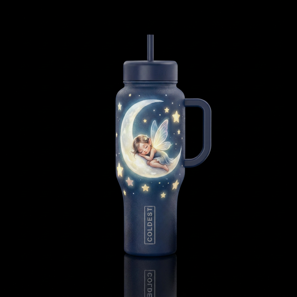 Sleepy Moon water bottle design