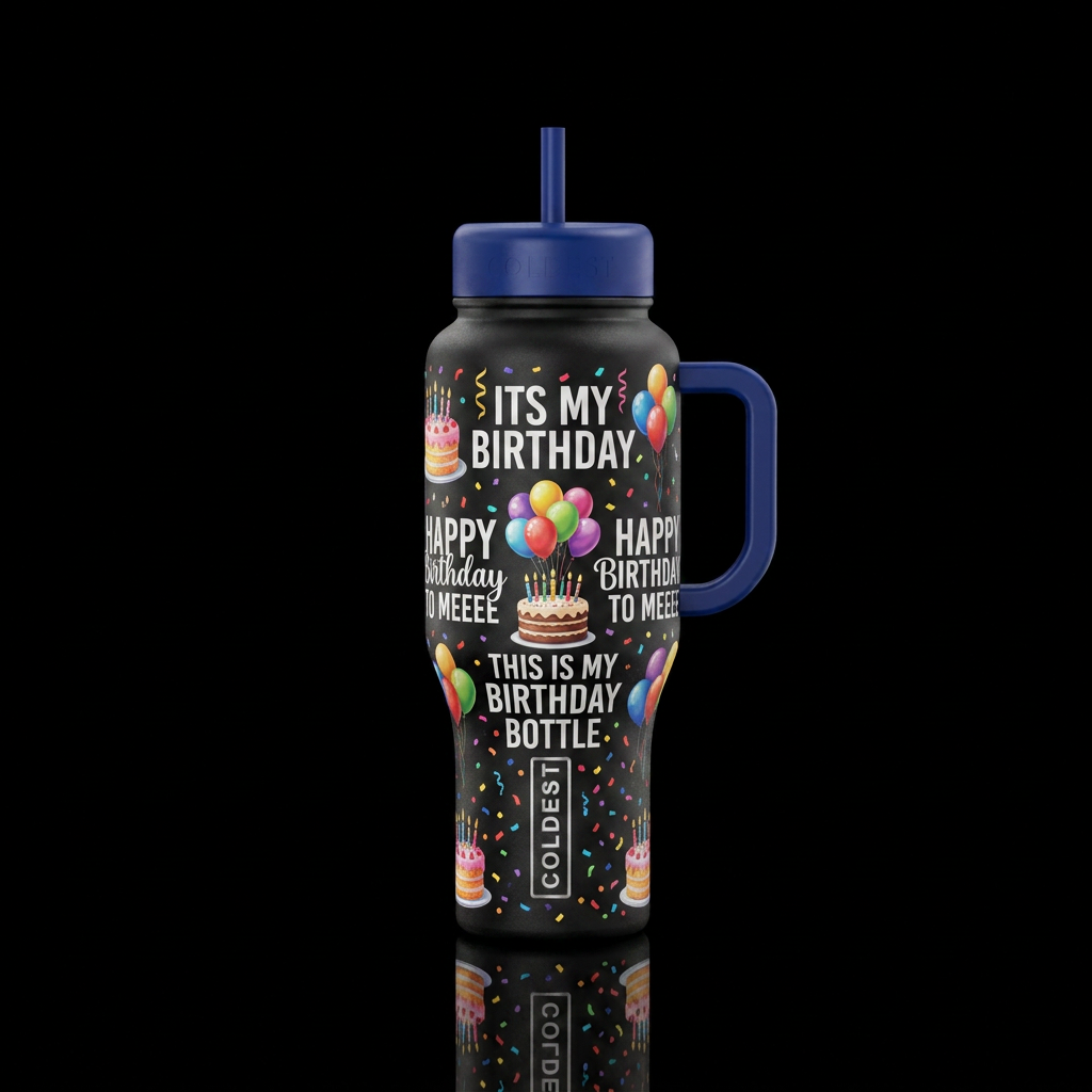 Happy Birthday To Meeee water bottle design