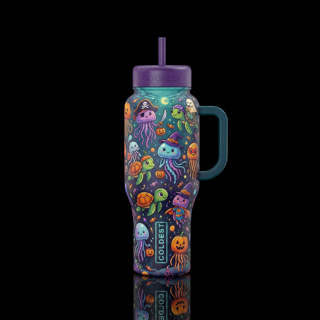 Halloween Down Under water bottle design