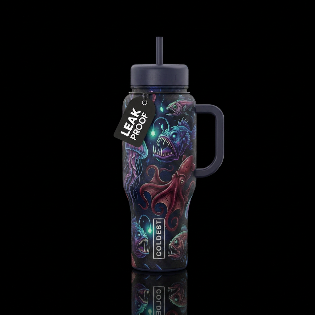Glowing Below water bottle design