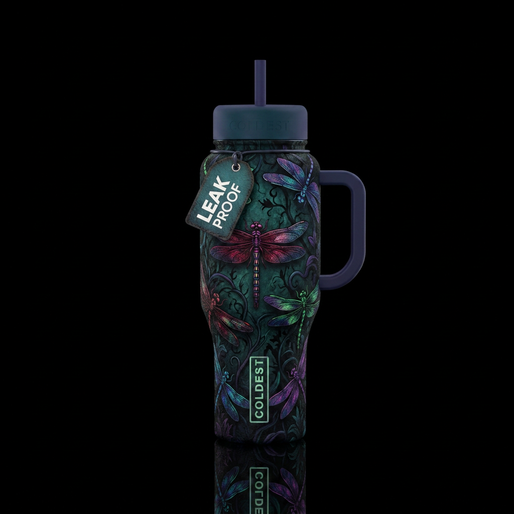 Evening Dragonfly water bottle design