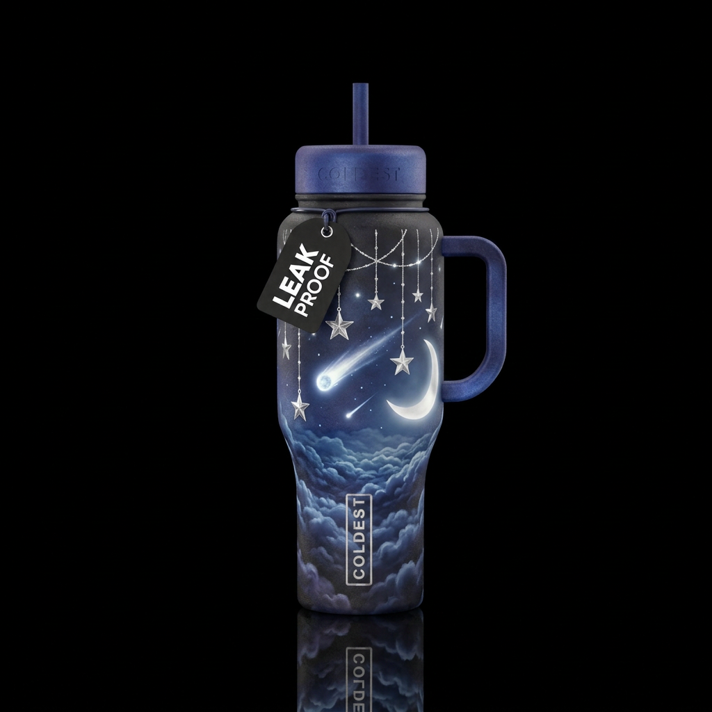 Over The Clouds water bottle design