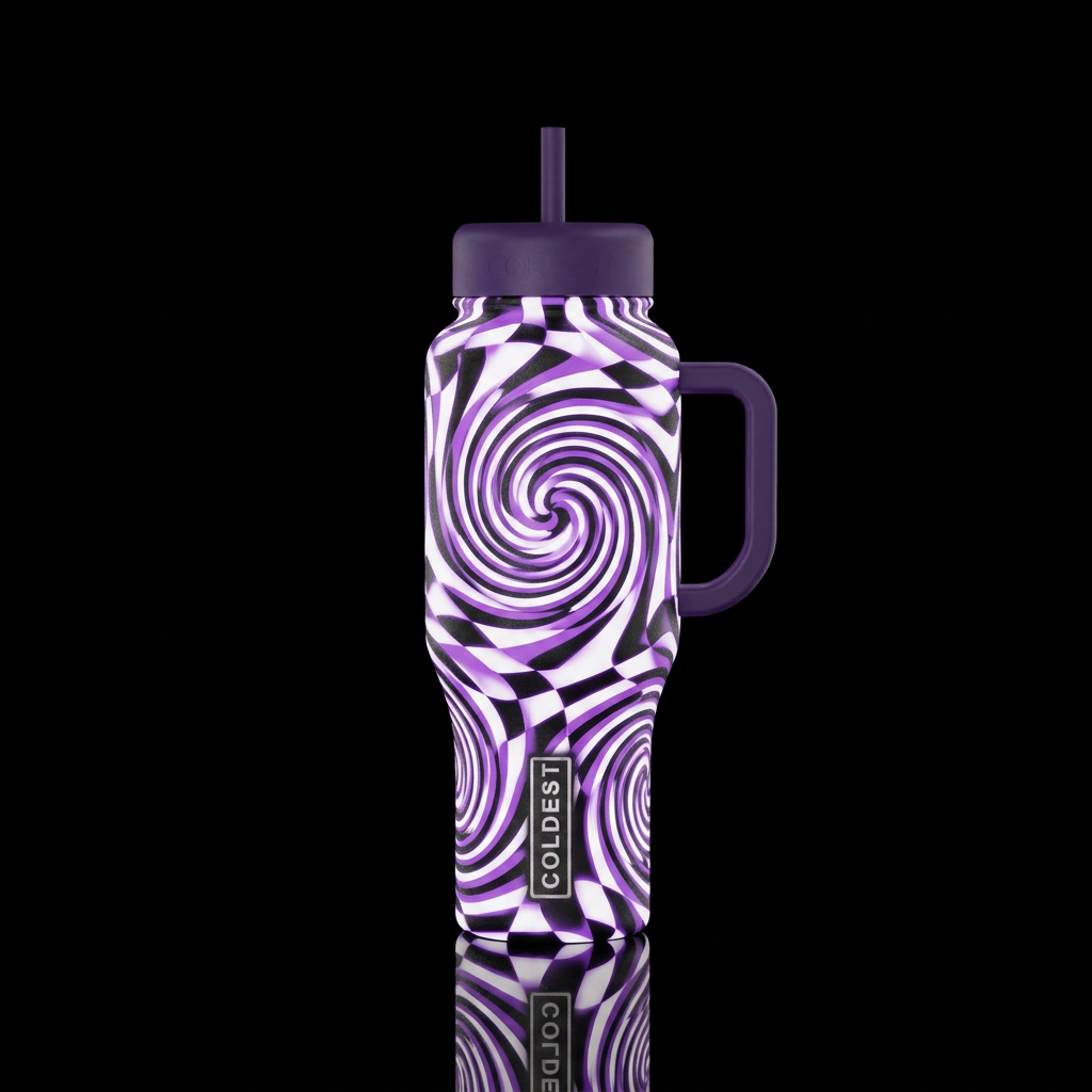 Checkered Spirals water bottle design