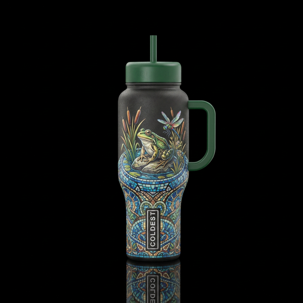 Frog In A Bog water bottle design