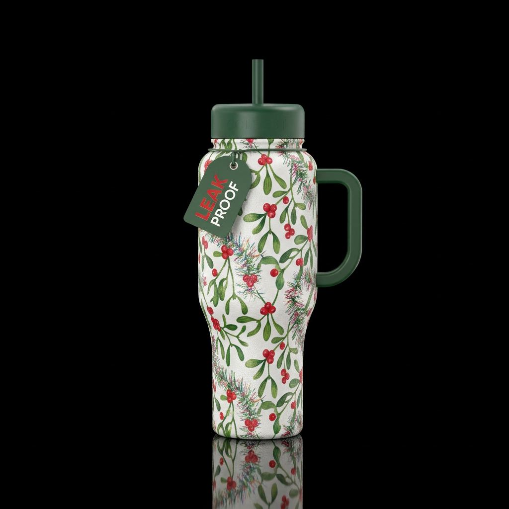 Mistletoes and Tinsel water bottle design
