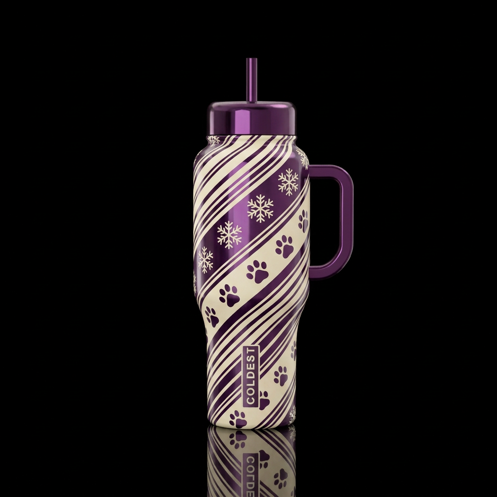 Christmas Paws water bottle design