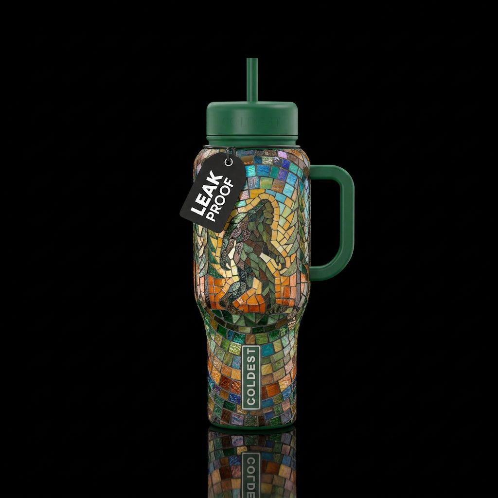 Mosaic Sasquatch water bottle design