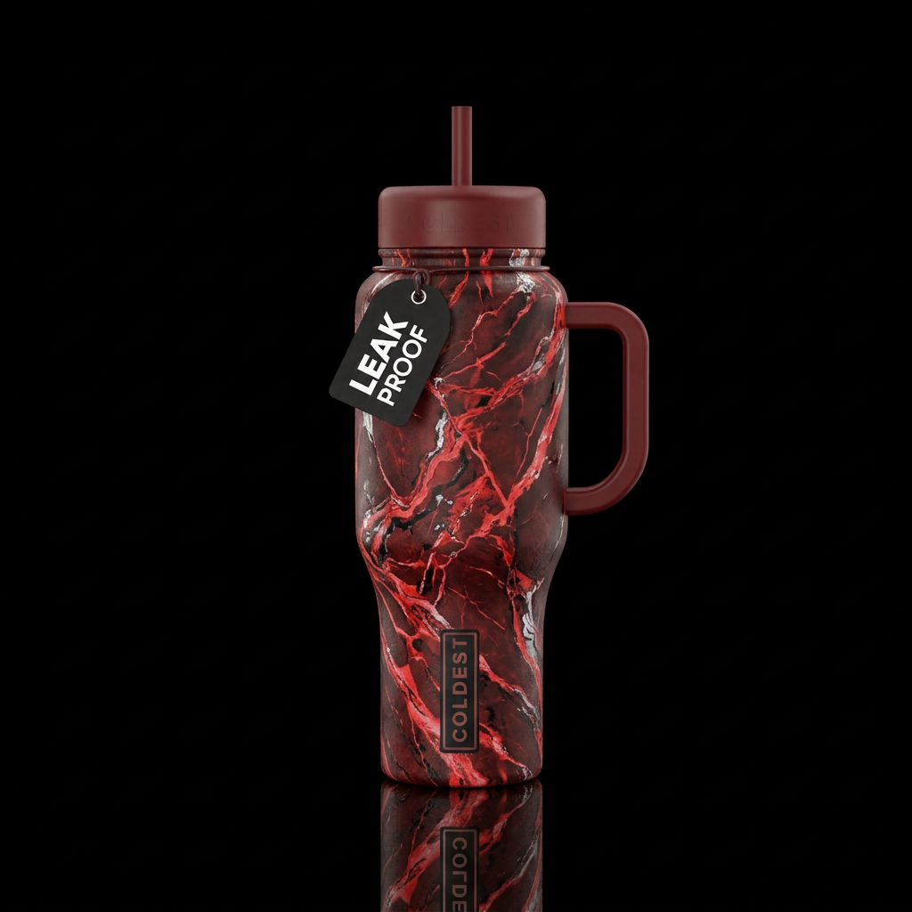 Red Marble water bottle design
