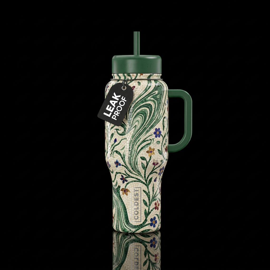 Mosaic Marbled Vines water bottle design