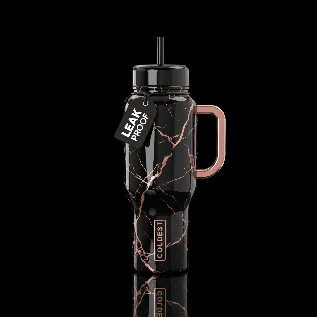 Rose Gold Marble water bottle design