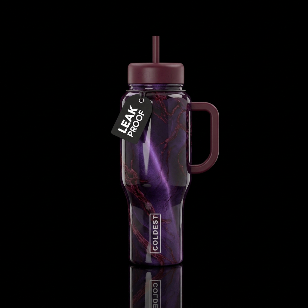 Dark purple Marble water bottle design