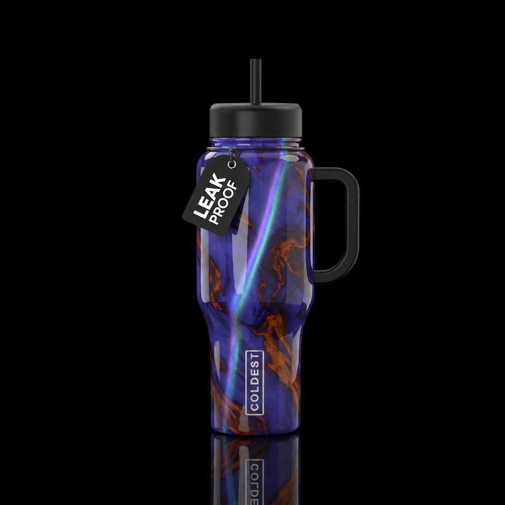 Marbled Blurple water bottle design