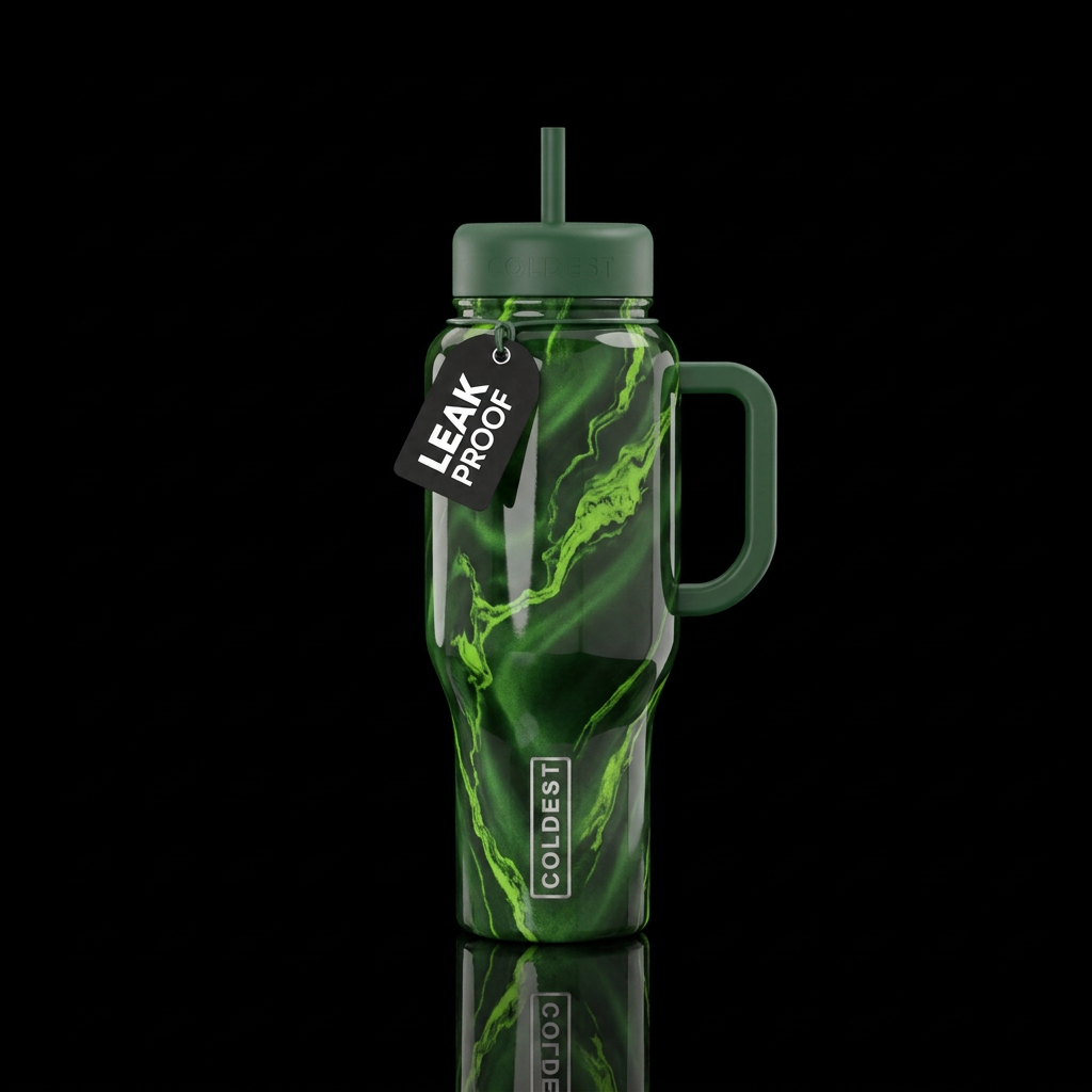 Marbled Greens water bottle design