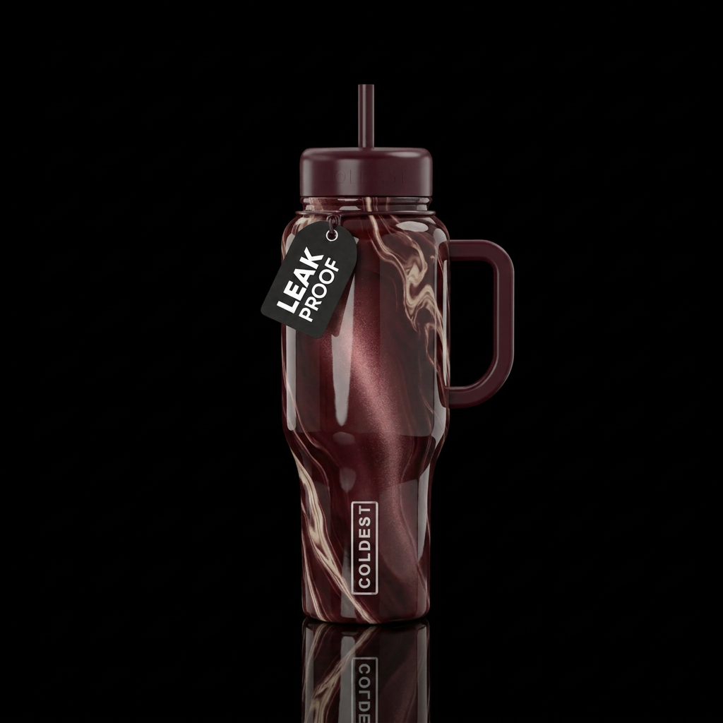 Maroon Marble water bottle design