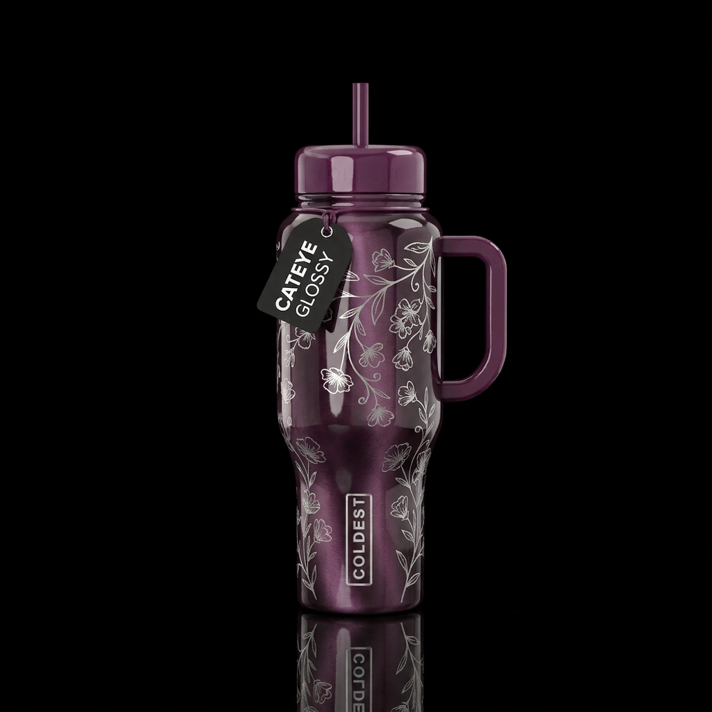 Etched Plum water bottle design
