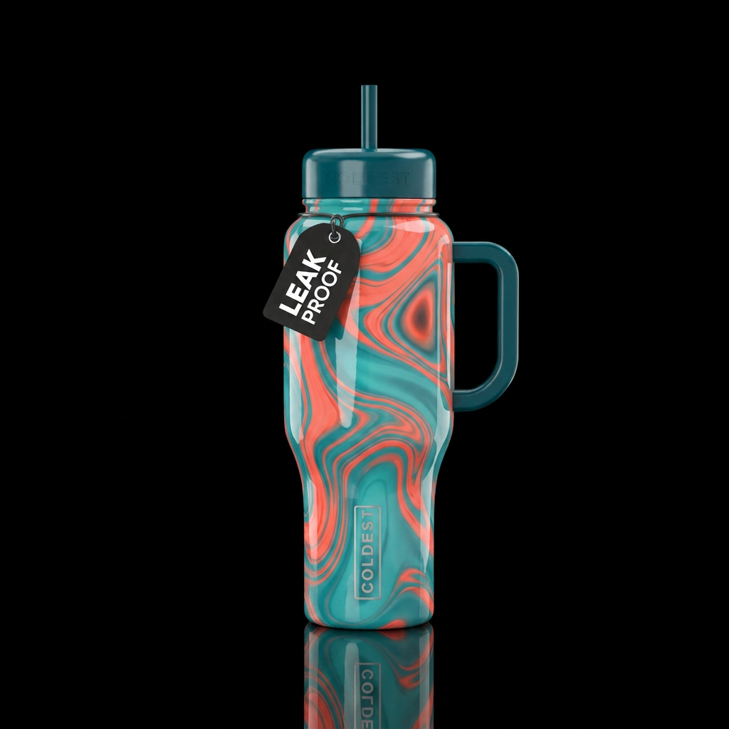Teal Marble water bottle design