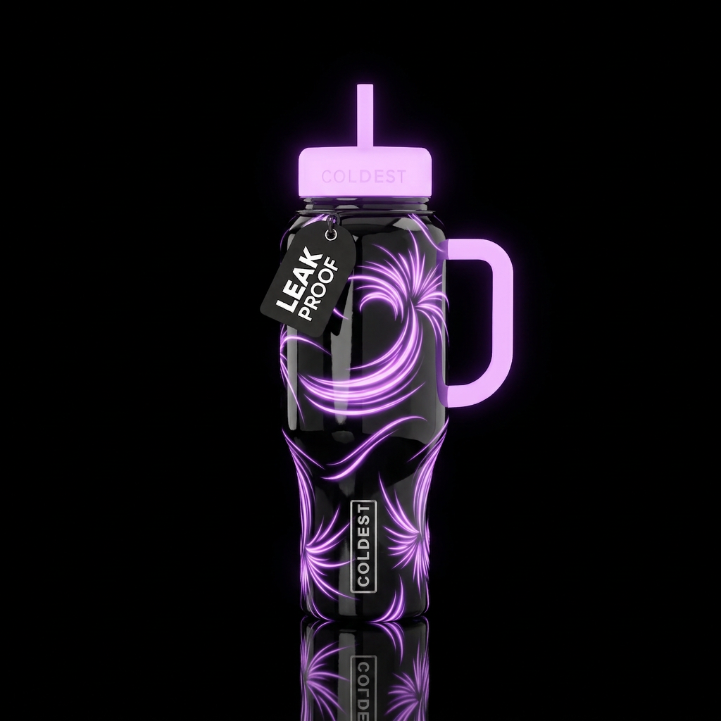 Purple Glowie water bottle design