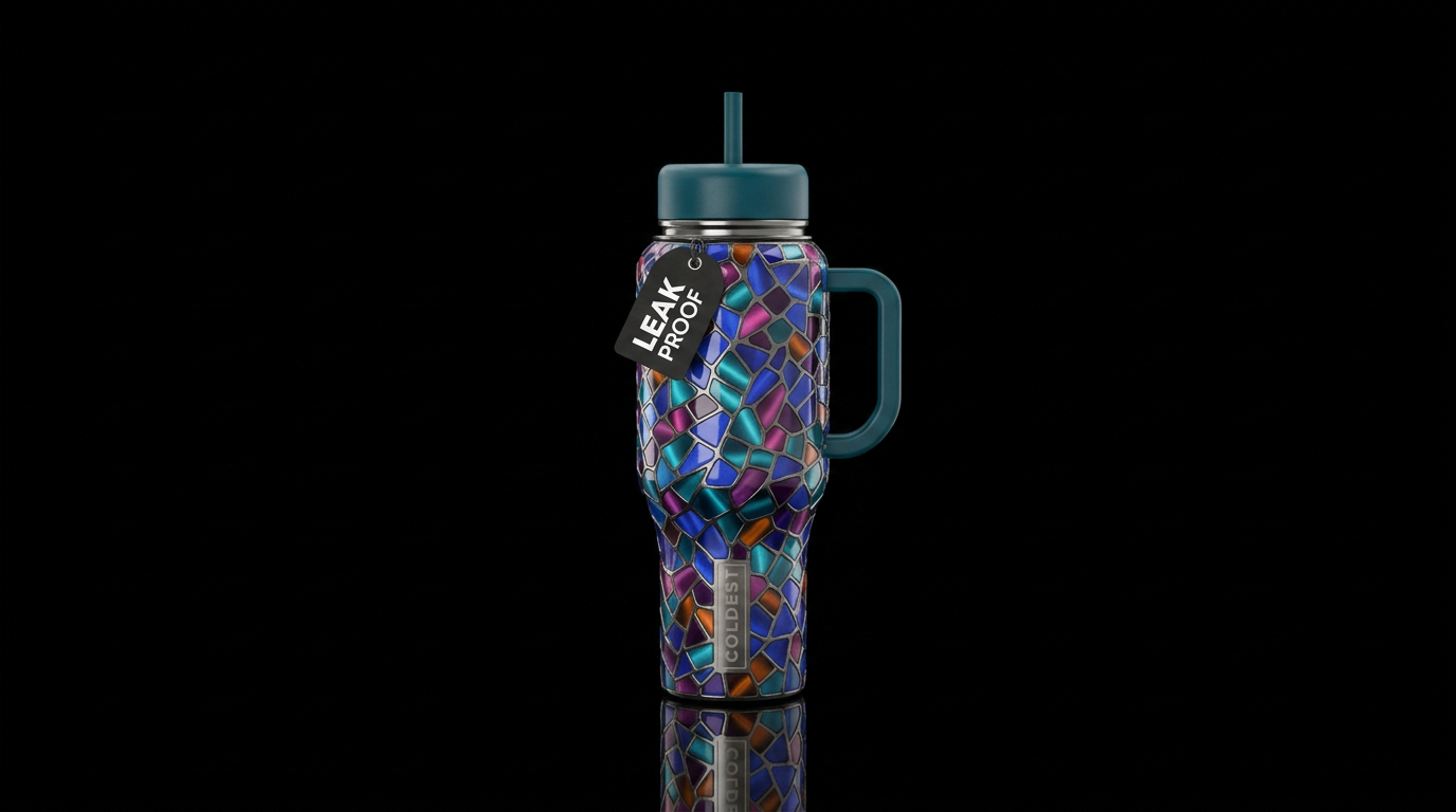 Mixed Mosaic water bottle design