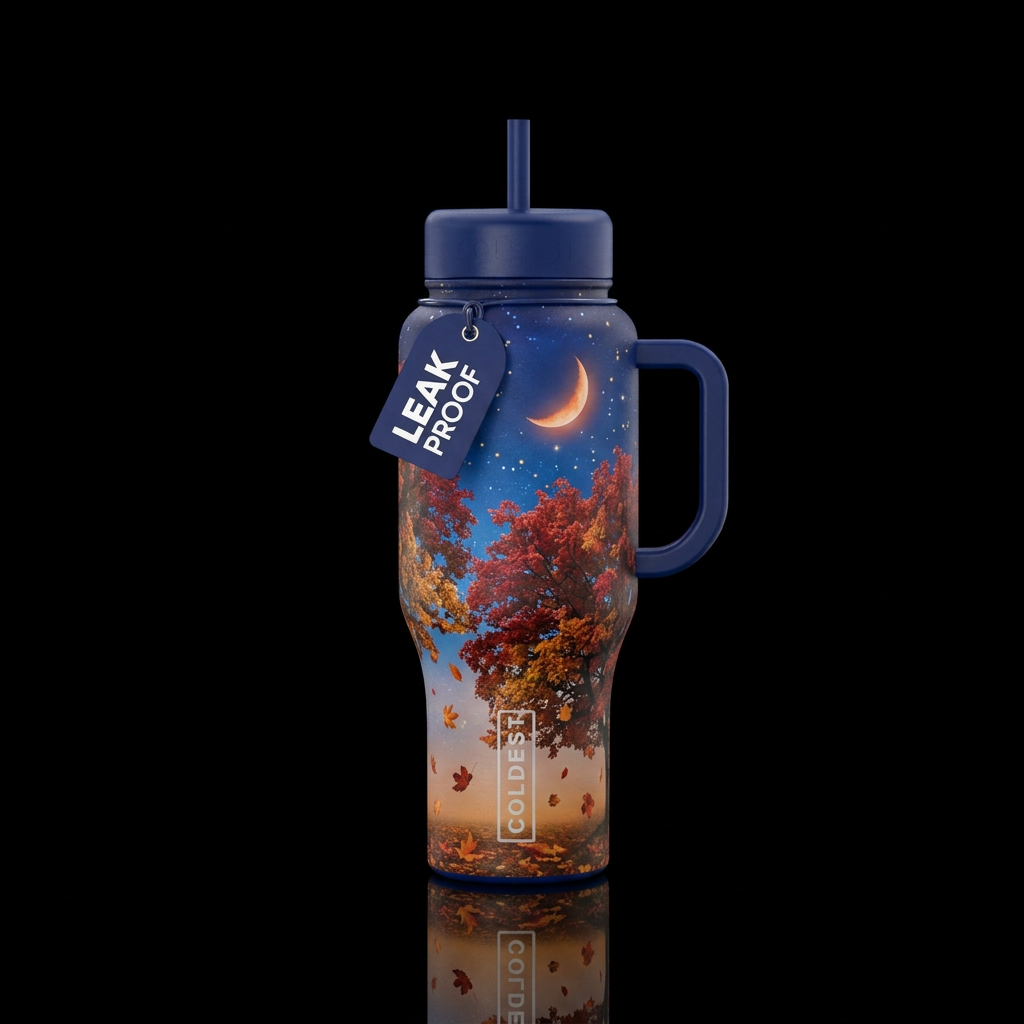 Red Oak Fall water bottle design