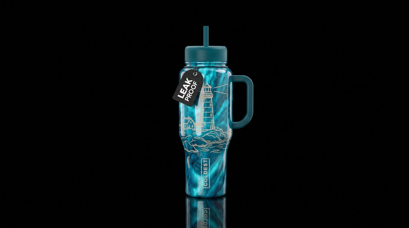 Guided By The Light water bottle design