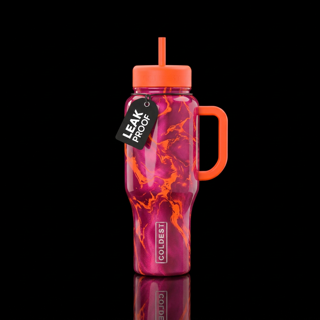 Hot Pink Marble water bottle design