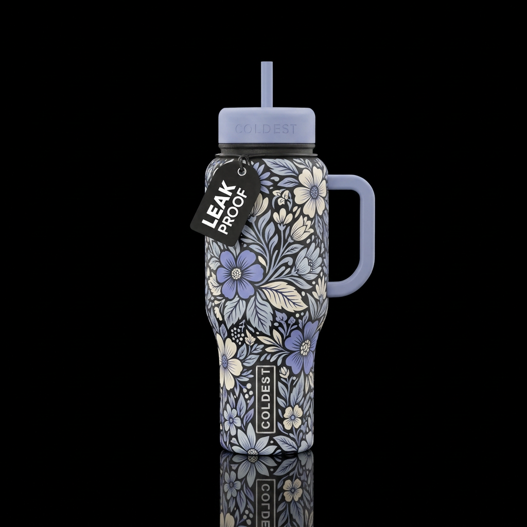 Periwinkle Bouquet water bottle design