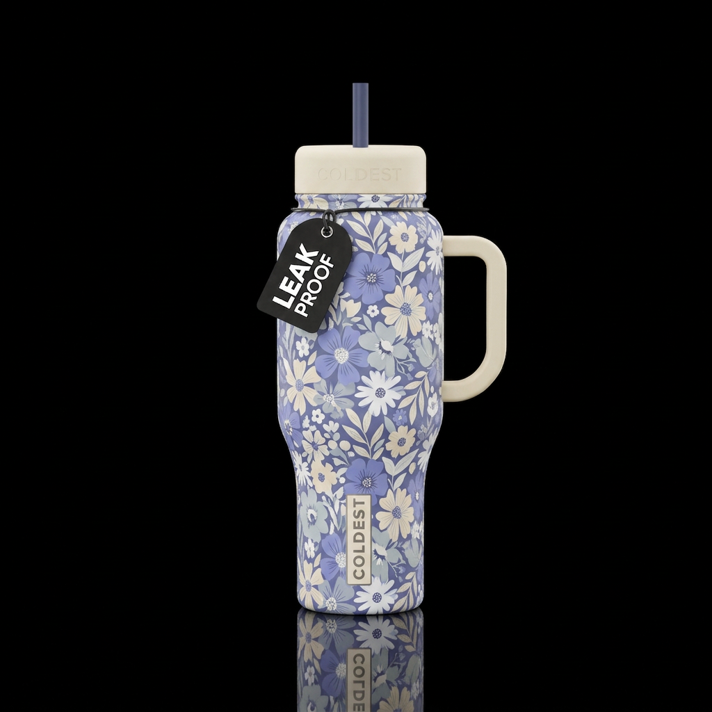 Pretty Periwinkle water bottle design