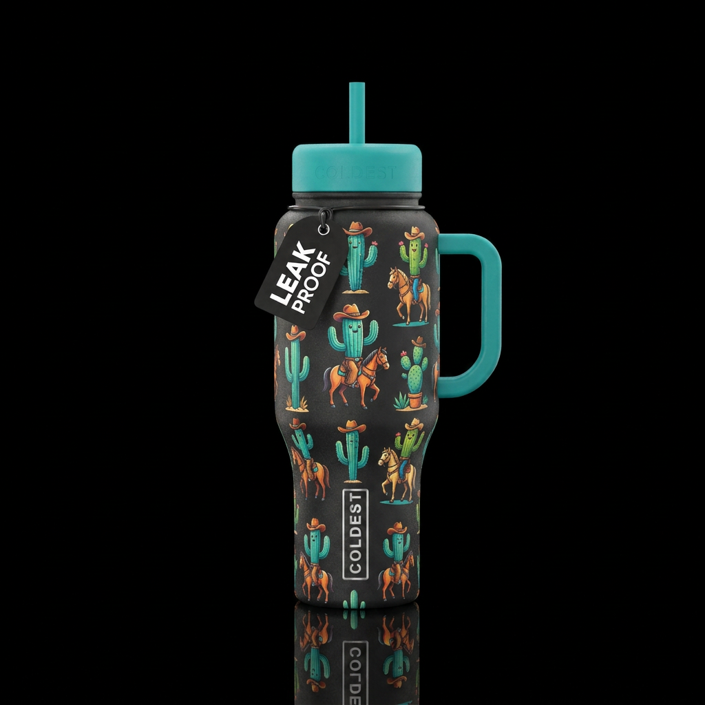 Cactus Cowboy water bottle design