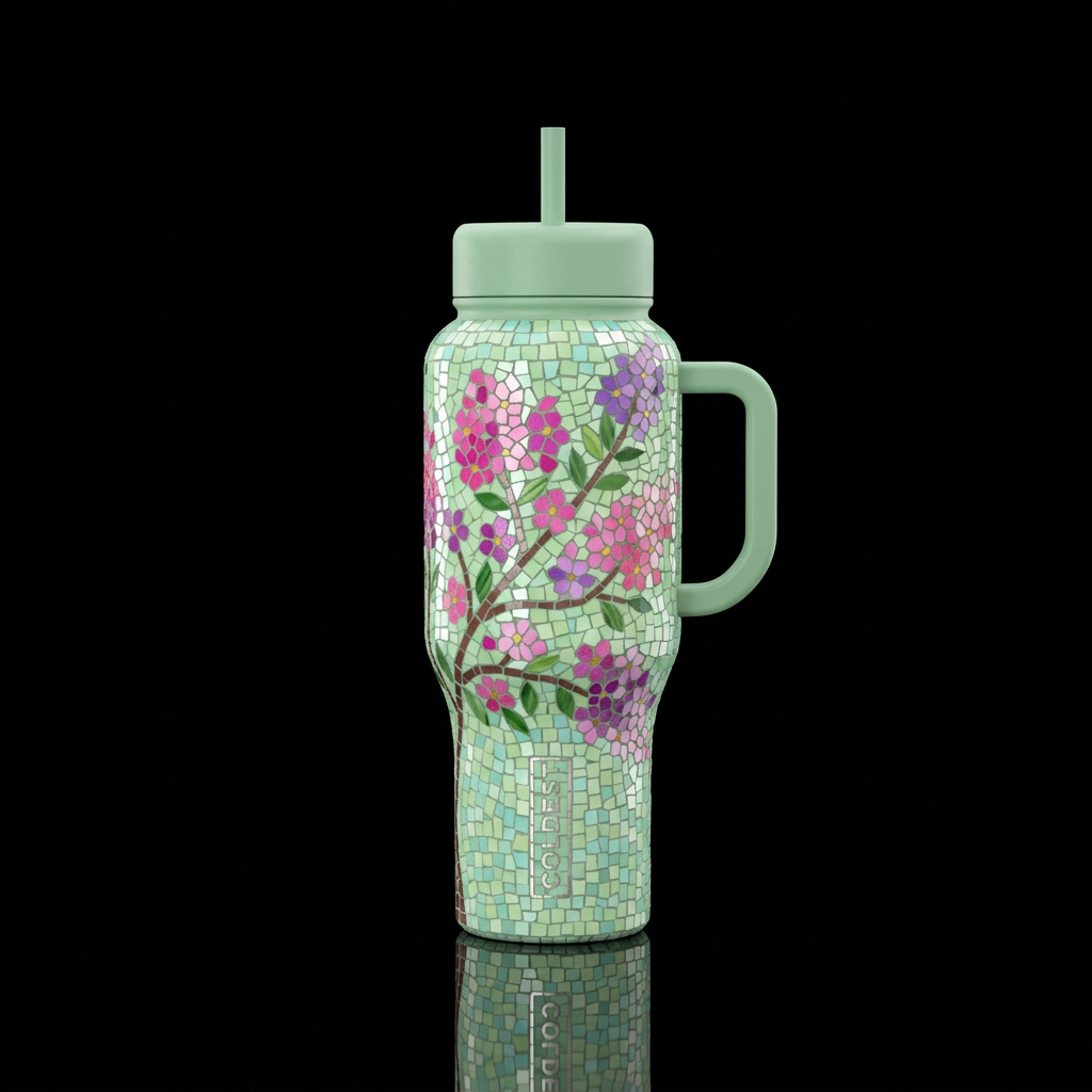 Mosaic Crape Myrtle water bottle design