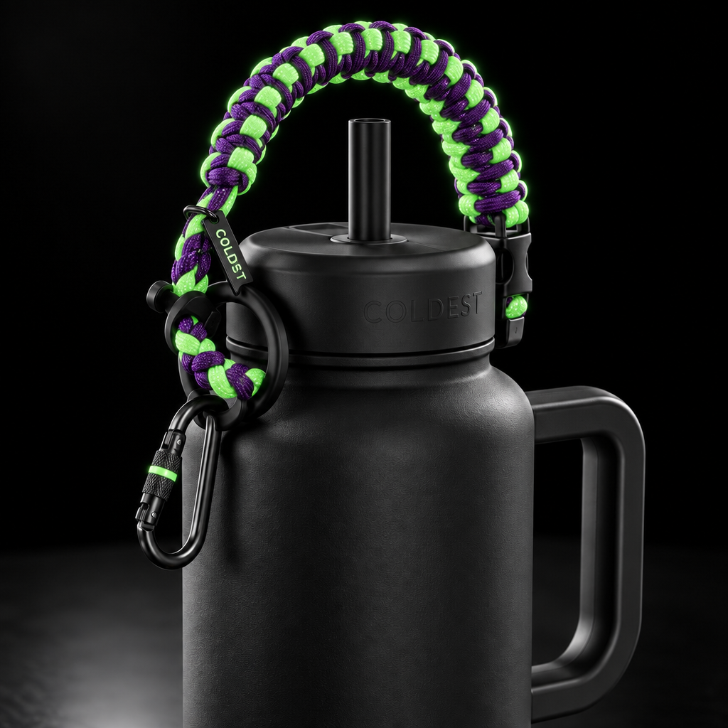 Glowie Green And Purple water bottle design