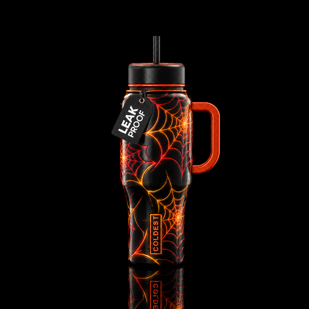 Firey Webs water bottle design