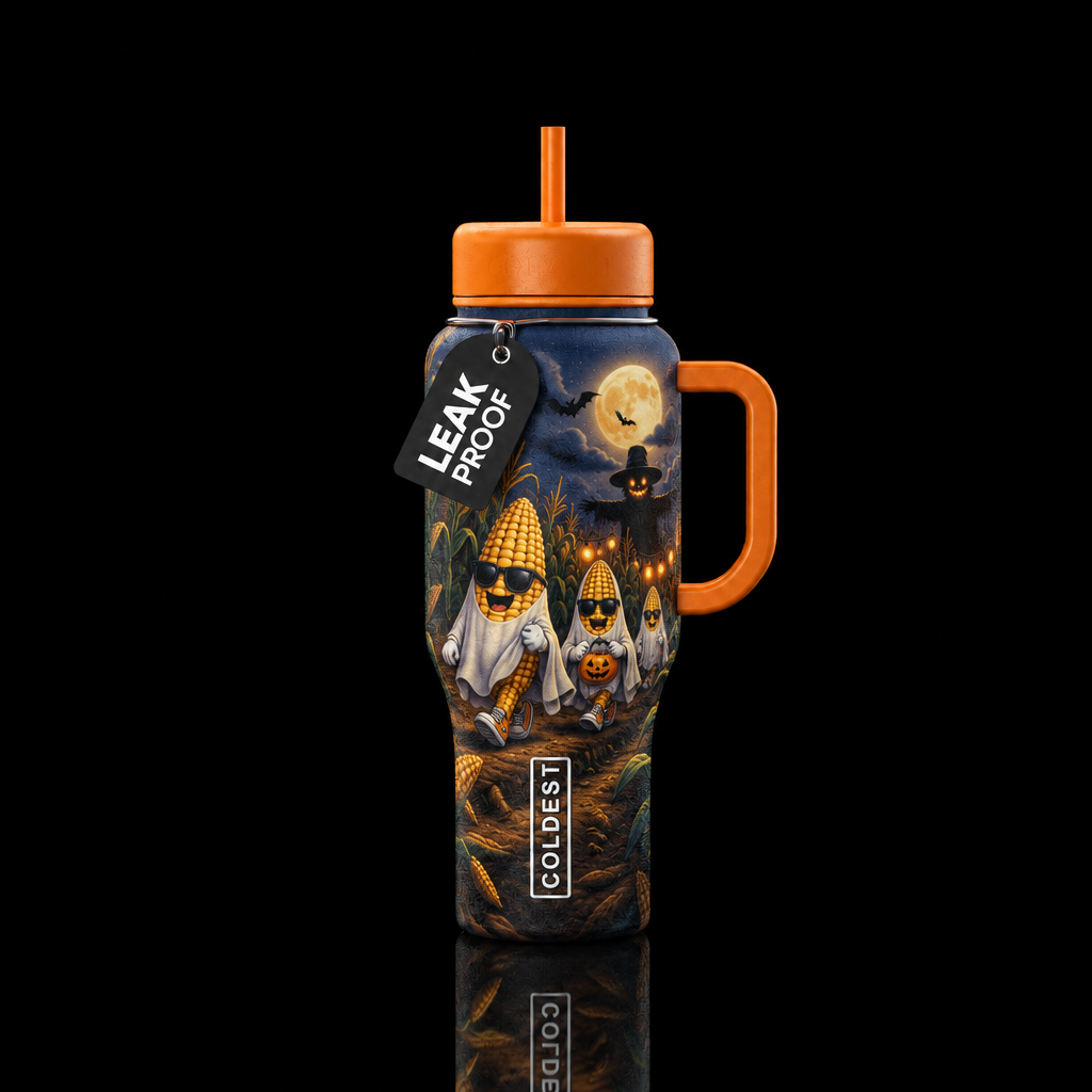 The Corny Ghost water bottle design