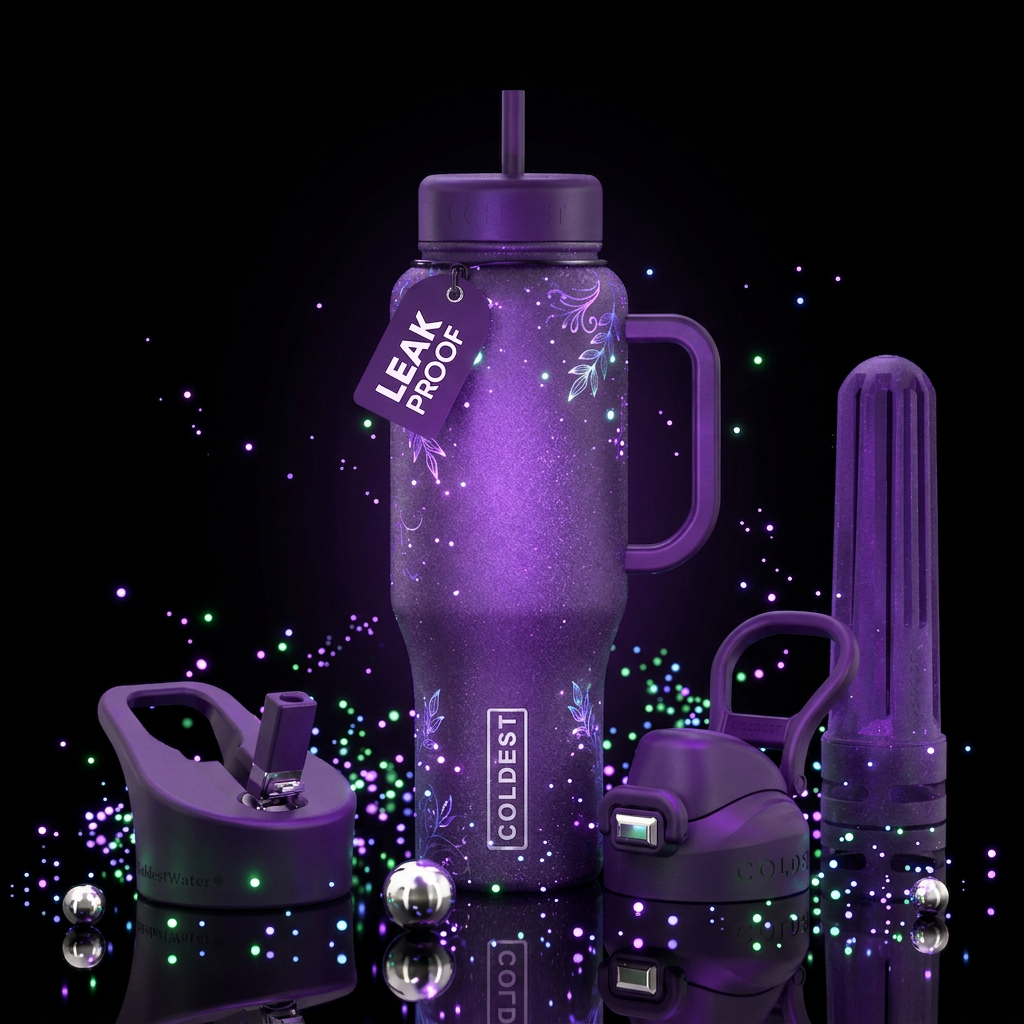 Enchanted purple water bottle design