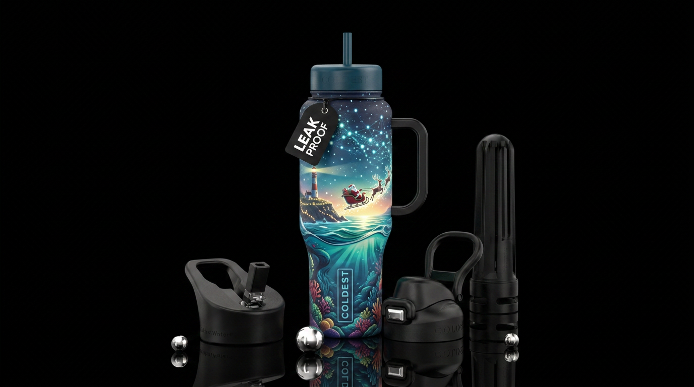 Ocean Christmas water bottle design