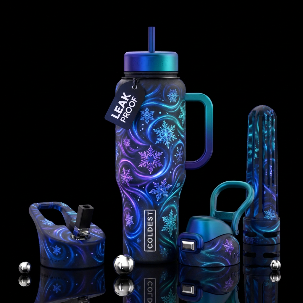 Snowy water bottle design
