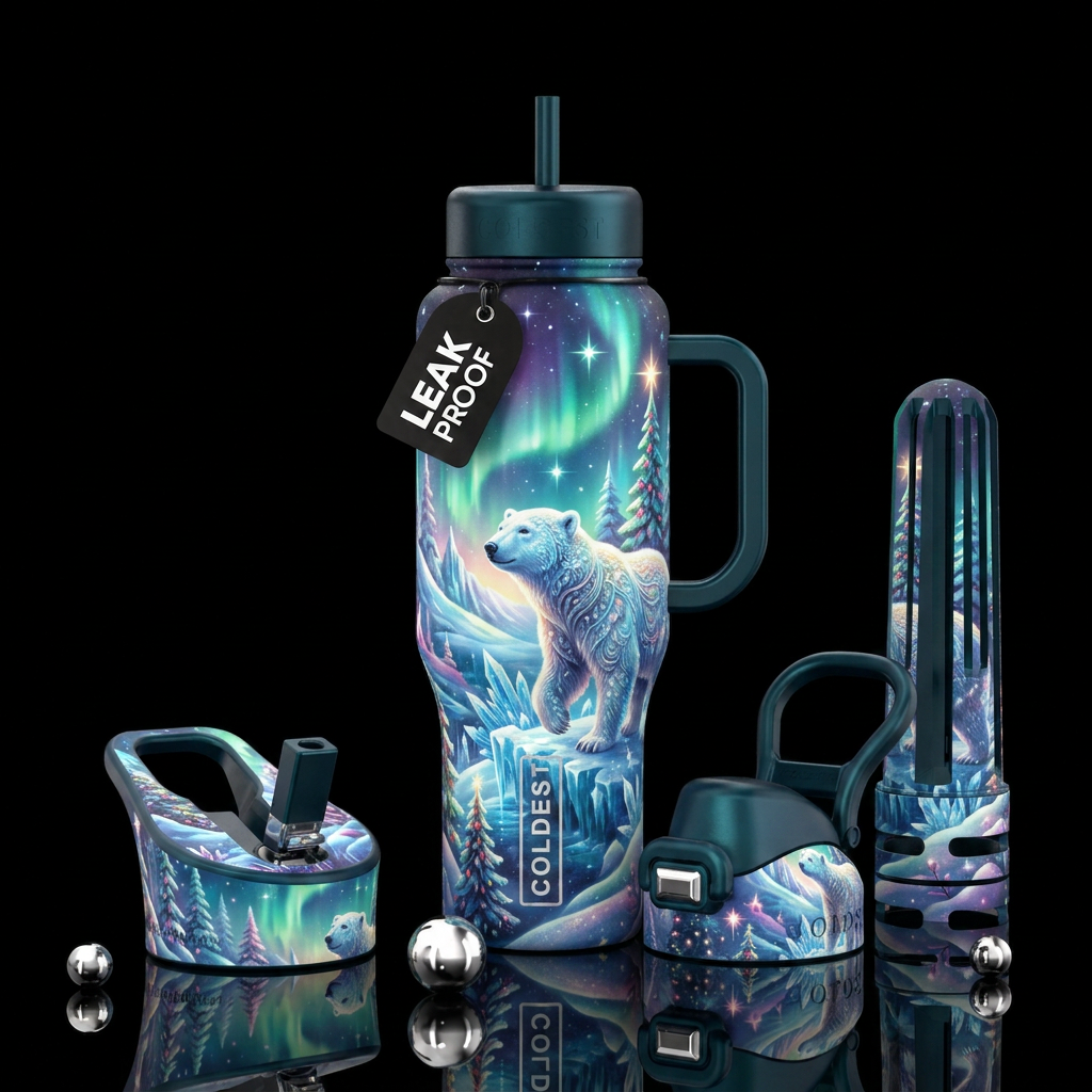 Polar Christmas water bottle design
