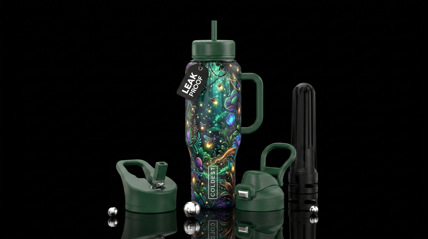 Exotic firefly water bottle design